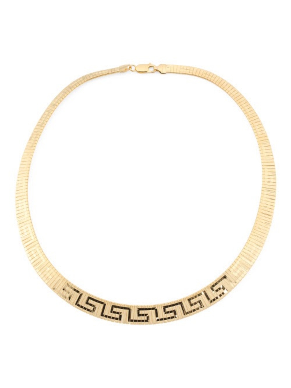 Gold-Tone Greek Key Herringbone Collar Necklace